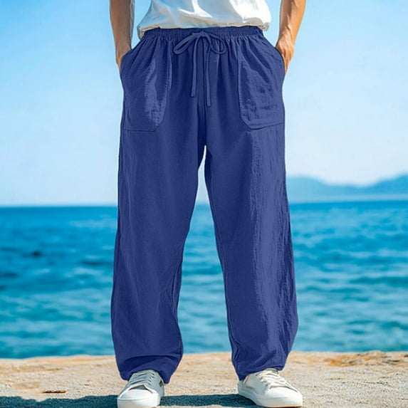 Yaoyar Mens Stretch Golf Pants Casual Slim Fit Dress Pants Casual Thin Solid Color Business Daily Pocket Tapered Mid Waist Button Pants Work Tapered Cropped Trousers