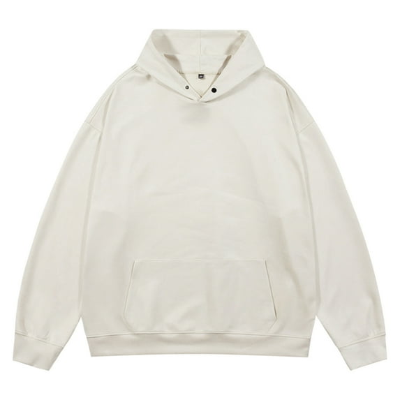 Yaoyar Mens Suede Hoodie Pocket Hoody Pullover Big Men's Fashion Loose Button Hoodie Warm Pocket Long-sleeved Soild Sweatshirts,Beige,3XL