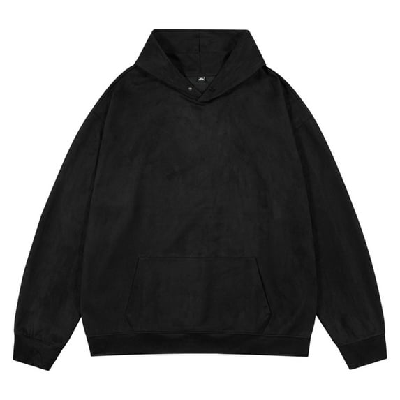 Yaoyar Mens Suede Hoodie Pocket Hoody Pullover Big Men's Fashion Loose Button Hoodie Warm Pocket Long-sleeved Soild Sweatshirts,Black,4XL