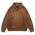 thumbnail image 1 of Yaoyar Mens Suede Hoodie Pocket Hoody Pullover Big Men's Fashion Loose Button Hoodie Warm Pocket Long-sleeved Soild Sweatshirts,Coffee,3XL, 1 of 2