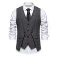 thumbnail image 1 of Yaoyar Mens Suit Vest Formal Slim Fit V-Neck Dress solid color pocketed retro single-breasted fake two-piece suit vest for Suit or Tuxedo Wedding Business, 1 of 8