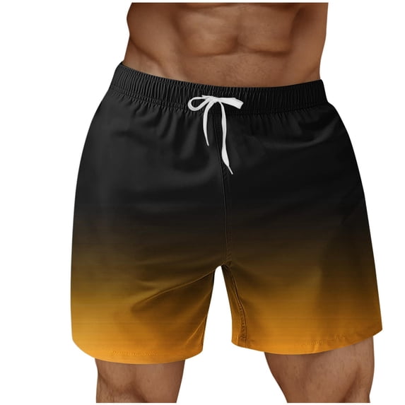 Yaoyar Mens Summer Beach Shorts Gradient Print with Pockets Drawstring Elastic Waist Breathable Vacation Shorts Pants