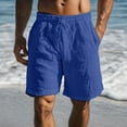 thumbnail image 1 of Yaoyar Mens Summer Beach Shorts Linen Loose Fit Drawstring Elastic Waist Solid Color Pocket Breathable Lightweight Golf Dress Shorts, 1 of 6