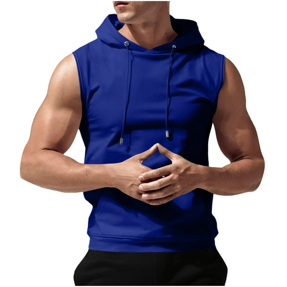 Yaoyar Mens Summer Fashion Casual Solid Color Hooded Sleeveless Top T-Shirt Lightweight Breathable Design For Casual Outdoor Daily Multi-Occasion Versatile Anti-Shrink Fashion Tops