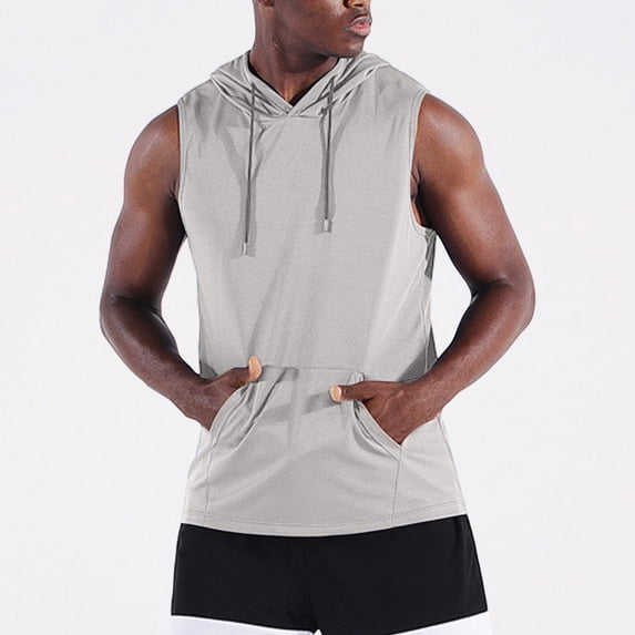 Yaoyar Mens Summer Fashion Solid Color Hooded Sleeveless Casual Tank Top Modern Design Comfort Fit Sleeveless Hoodie