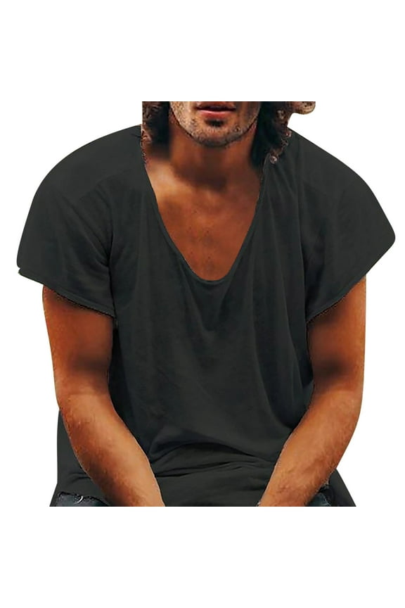 Mens Summer Lightweight Solid Color Short Sleeve Round Neck Basic T-Shirt Loose Fit Design Everyday Layering Essential Short Sleeve Tee