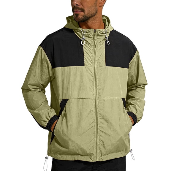 Yaoyar Mens Sun Jacket Casual Hooded Fishing Sun Protection Lightweight Jacket Summer Fall Full-Zip Rash Guard Shirts Coat