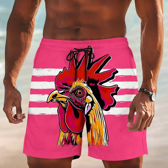 Yaoyar Mens Swim Trunks Funny Summer Casual Quick Dry Beach Shorts Elastic Waist Drawstring Vacation Shorts with Pockets