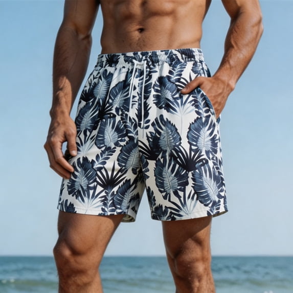 Yaoyar Mens Swim Trunks Hawaiian Beach Shorts Quick Dry Board Shorts Bathing Suits Swimwear with Mesh Lining Pockets