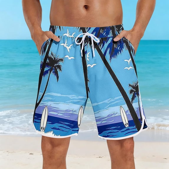 Yaoyar Mens Swim Trunks with Mesh Liner Quick Dry Bathing Suits Beach Vacation Swimsuit Board Shorts