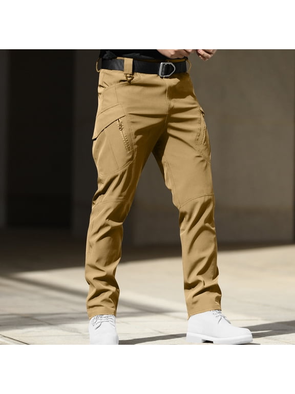 Mens Tactical Pants Stretch Waterproof Fabric Durable Cargo Pants for Hiking Casual Work Multi Pockets Breathable Hiking Construction Pants