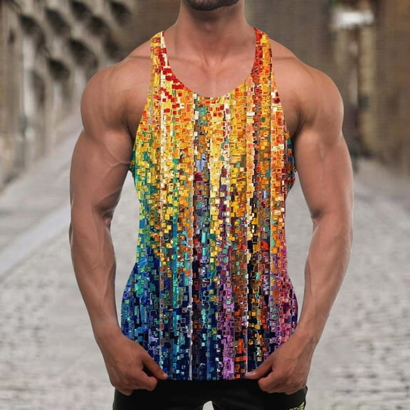 Yaoyar Mens Tank Top Beach Tank Tops Gym Workout Shirt Y-Back Sleeveless Muscle Fitness Bodybuilding Tank Shirts