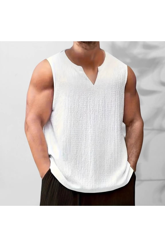 Mens Tank Tops Solid Color Elastic Casual Fitness Breathable V-neck Lightweight Sleeveless Shirts Workout Muscle Bodybuilding Undershirt Gym