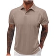 thumbnail image 1 of Yaoyar Mens Textured Knit Polo Shirts Short Sleeve Regular Fit Stretchy Golf Shirts Solid Casual Button Tees Stylish Tops, 1 of 6