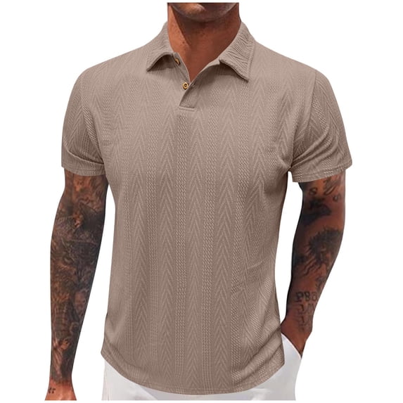Yaoyar Mens Textured Knit Polo Shirts Short Sleeve Regular Fit Stretchy Golf Shirts Solid Casual Button Tees Stylish Tops