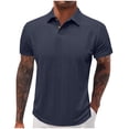 thumbnail image 1 of Yaoyar Mens Textured Knit Polo Shirts Short Sleeve Regular Fit Stretchy Golf Shirts Solid Casual Button Tees Stylish Tops, 1 of 6