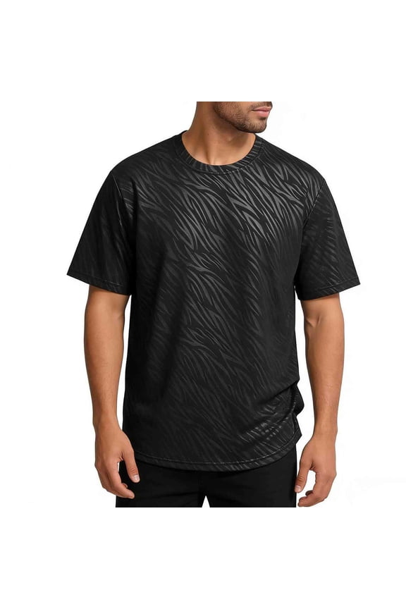 Mens Textured T-Shirts Breathable Ice-Silk Terry Cloth Shirts Summer Stretch Casual Short Sleeve Tee Shirts