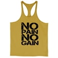 thumbnail image 1 of Yaoyar Mens Training Sleeveless Tees Solid Color NOPAIN Printed Racerback Thin Strap V Neck Fitness Gym Workout Athletic Activewear Sports Casual Muscle Fitness Tank Top,Yellow,XL, 1 of 2
