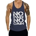 thumbnail image 1 of Yaoyar Mens Training Sleeveless Tees Solid Color NOPAIN Printed Racerback Thin Strap V Neck Fitness Gym Workout Athletic Activewear Sports Casual Muscle Fitness Tank Top,Navy,XL, 1 of 4