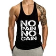 thumbnail image 1 of Yaoyar Mens Training Sleeveless Tees Solid Color NOPAIN Printed Racerback Thin Strap V Neck Fitness Gym Workout Athletic Activewear Sports Casual Muscle Fitness Tank Top,Black,XL, 1 of 3
