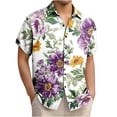 thumbnail image 1 of Yaoyar Mens Tropical Print Shirt Short Sleeve Exotic Leaf Pattern Lightweight Camp Collar Loose Fit Vacation Style Short Sleeve Button-Up, 1 of 4