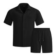 thumbnail image 1 of Yaoyar Mens Two Piece Outfit Comfortable Tracksuit Drawstring Fashional Casual Short Sleeve Button Down Summer Outfits, 1 of 6