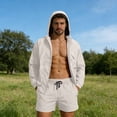 thumbnail image 1 of Yaoyar Mens Vacation Outfits 2 Piece Sun Protection Clothing Short Sleeve Full Zip Up Hoodies and Shorts Matching Set Beachwear, 1 of 9