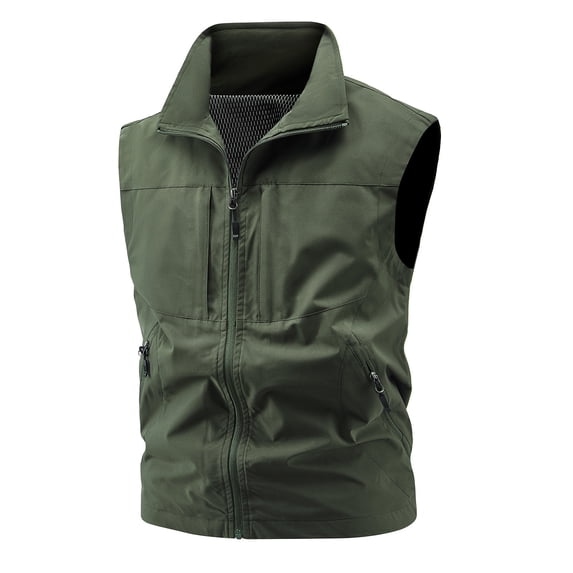 Yaoyar Mens Vest Outdoor Workout Lightweight Sleeveless Work Jacket Hiking Travel Breathable Outerwear with Multiple Pockets