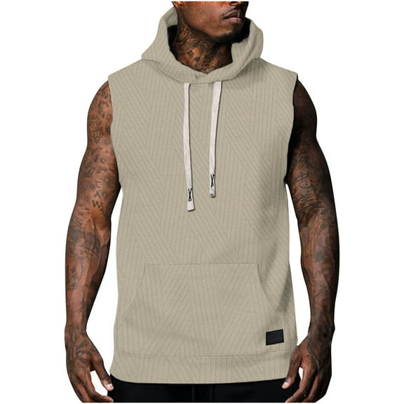 Yaoyar Mens Workout Hooded Tank Tops Gym Sleeveless Hoodies Bodybuilding Cut Off Muscle T-Shirts