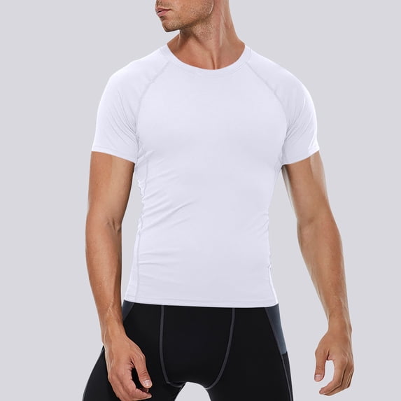 Yaoyar Mens Workout Shirts Quick Dry Breathable T Shirts Slim Fit Work Gym Athletic Short Sleeve Running Shirt