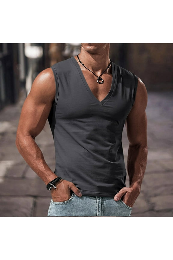 Mens Workout Tank Tops Sleeveless V Neck Undershirt Breathable Athletic Tops Tactical Shirt Muscle T Shirts Casual