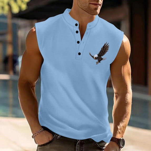 Yaoyar Moisture Wicking Tank Tops for Men Sleeveless Henley Shirt Beachwear Quick Dry Workout Swim Tops Summer Holiday Outfits