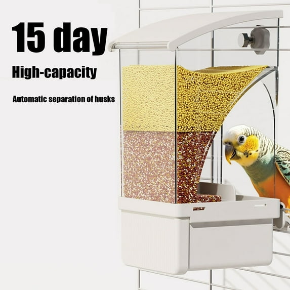 Yaoyar No Mess Automatic Bird Feeder for Cage Automatic Parrot Feeder Bird Feeder, Seed Food Container