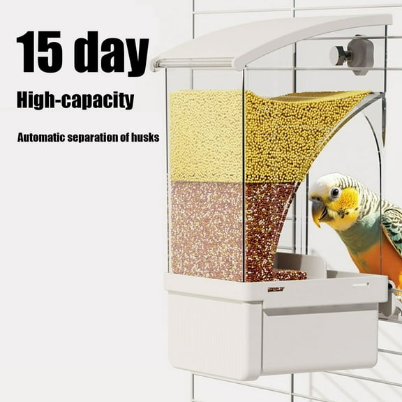 Yaoyar No Mess Automatic Bird Feeder for Cage Automatic Parrot Feeder Bird Feeder, Seed Food Container