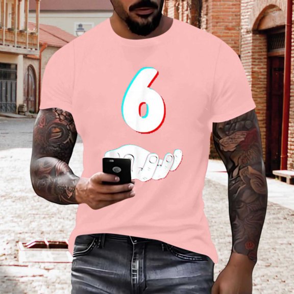 Yaoyar Number Six Graphic Print Short Sleeve Tee for Men, Casual Top Tailored for Gym Workouts and Athletic Pursuits, a Sporty Training Essential and T-Shirt