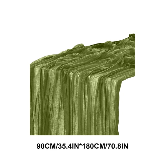 Yaoyar Olive Green Cheesecloth Table Runner Boho Gauze Sheer Romantic Long Cheese Cloth Table Runner for Bridal Baby Shower Wedding Party Birthday Holiday Home Easter Decor