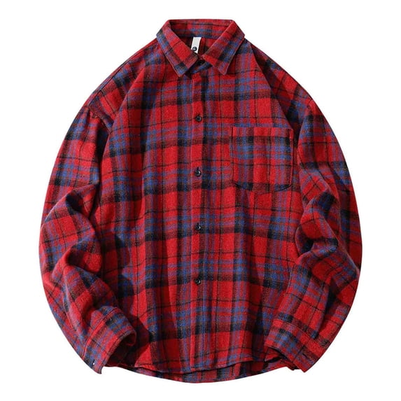 Yaoyar Plaid Button Down Casual Shirt for Men, Long Sleeve Relaxed Fit Top with Chest Pocket, Comfortable Daily Wear Long Sleeve Shirt