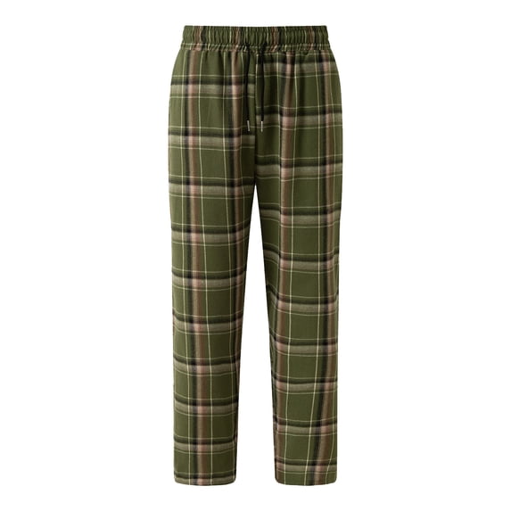 Yaoyar Plaid Pattern Casual Pants for Men, Drawstring Elastic Waistband Comfortable Jogger Bottoms with Side Pocket Trousers