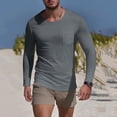 thumbnail image 1 of Yaoyar Pocket Detail Casual Tee for Men, Solid Color Long Sleeve Crewneck Top for Daily Layering and Wear, Comfortable Shirt, 1 of 5