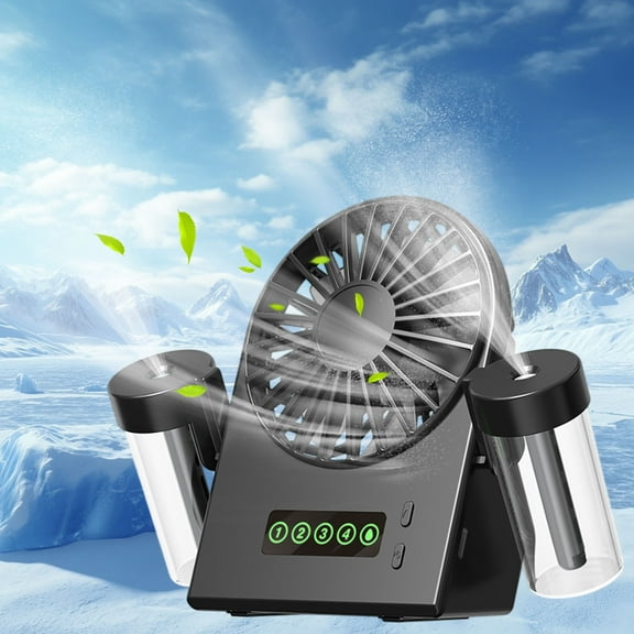 Yaoyar Portable Misting fan, Cooling Mist Fans, Rechargeable Battery Powered Fan with Mister for Home Desk, Bedroom, Office, Outdoor&Indoor Use