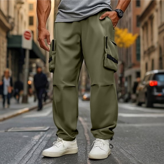 Yaoyar Quick Dry Utility Pants for Men, Solid Color Multi Pocket Trousers with Straight Leg Fit, Outdoor Adventure Bottoms