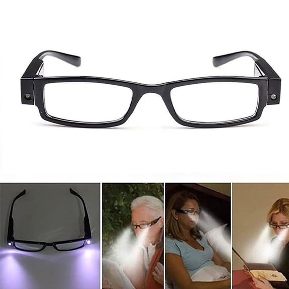 Yaoyar Reading Glasses with Light Bright LED Readers with Lights Reading Glasses Lighted Magnifier Nighttime Reader Compact Full Frame Eyewear Unisex Clear Vision Lighted Eye Glasses