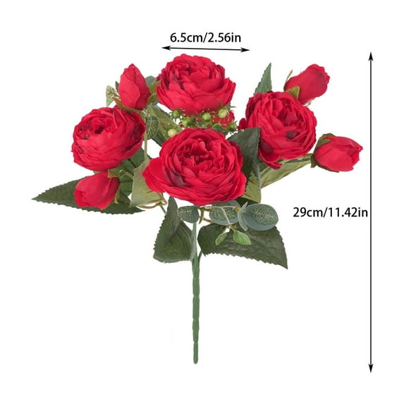 Yaoyar Red Peonies Silk Flowers Faux Peony Flowers Red Fake Peonies Flowers Artificial for Decorations for Wedding Bouquets Bridal Shower Decorations Home Office Party Decor