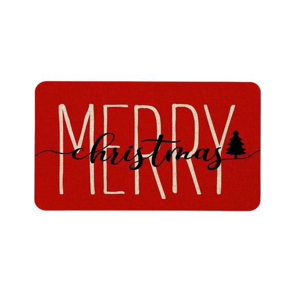 Yaoyar Red Xmas Christmas Welcome Doormat, Winter Home Decor Switch Rug Door Mat Floor Mat for Indoor Outdoor 16x24IN