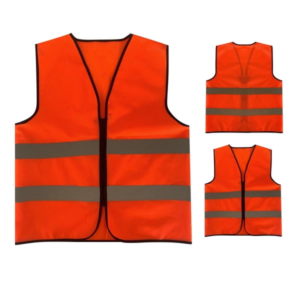 Yaoyar Reflective Safety Vest for Men Zippered Pocket Mesh Design Construction Work Traffic Protective Outerwear Sleeveless Hood-Free Cargo Jacket Versatile Vests
