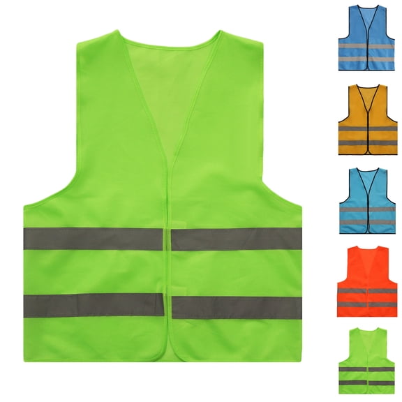 Yaoyar Reflective Safety Vest for Men Zippered Pocket Mesh Design Construction Work Traffic Protective Outerwear Sleeveless Hood-Free Cargo Jacket Versatile Vests