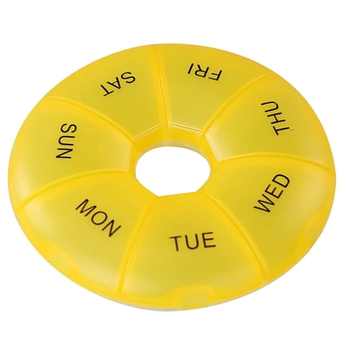 Yaoyar Round Portable Pill Box Medicine Planner Small Case (7 Day Weekly Travel Container) Medication, Vitamin Holder Boxes Organizer Pillbox Dispenser Organizer, Daily Sorter & Reminder Containers