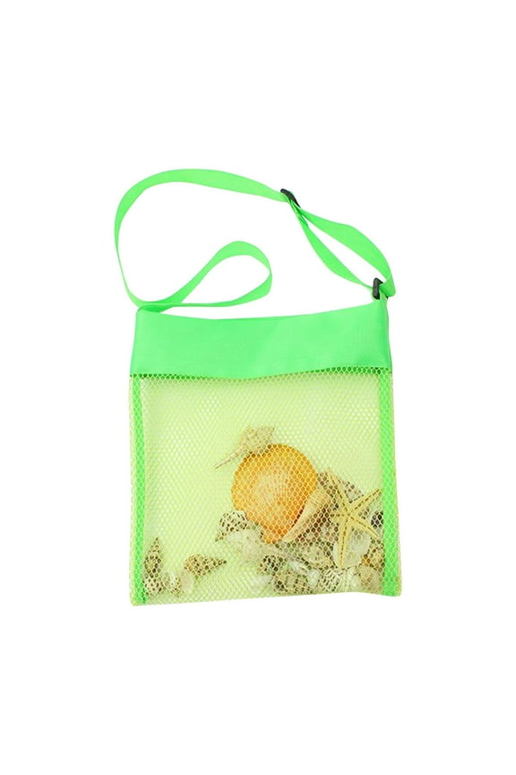 Shell Bag Mesh Seashell Bags Colorful Shell Collecting Bag Mesh Beach Bags with Sand Sifter Shovels Treasures Beach Toy Storage Kids Under $5