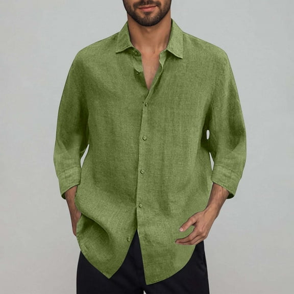 Yaoyar Shirts for Men Casual Button Down Dress Turndown Collar Shirts Short Sleeve Business Textured Summer Beach Shirt