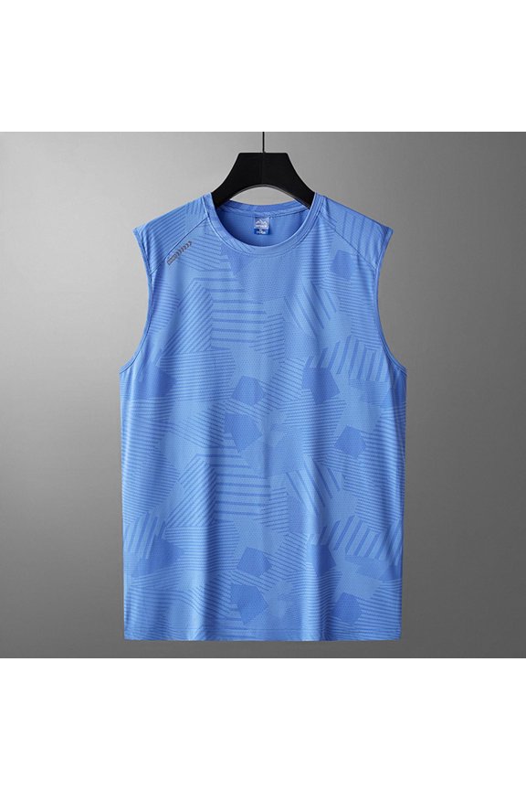 Sleeveless Compression Shirts Men Stretch Muscle Fit Ice Silk Workout Cut Off Shirt Bodybuilding Moisture Wicking Tee